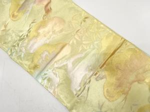 アンティーク　笠松に竹笹模様織り出し袋帯（材料）